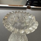 14    Heavy Lead Crystal Vase Cut Glass Starburst Base Floral Vintage Small Chip