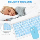 Bluetooth Keyboard Mouse Combo Qwerty Ultra Slim Wireless Portable Light Blue