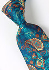 Classic Paisley Blue Brown Jacquard Silk Men s Tie Necktie Hanky Cufflink Set