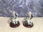 Pair Of Mini Dolphin Trio Figures  Resin Ceramic Set 6    Tall  158