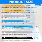 14 Pcs U-shank Jig Saw Blade Set  Jigsaw Blades Fit Vast Majority U Silver 