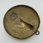 Antique Islamic Brass Qibla Compass   Sundial Ottoman persian 19thc Zodiac 6   