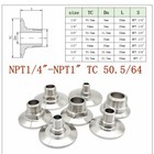 1 4  1 2  -1  Npt 0 5  1 5  2  Tri Clamp Sanitary Fitting Connector Stainless
