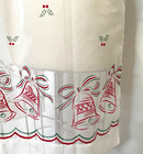 Vintage- Sheer White Apron With Christmas Bells   Holly - New Old Stock