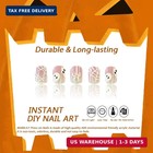 Halloween Press On Nails Short Square  Fake Nails With Ghost Spider White   Pink