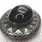 Vintage Sterling Silver Black Onyx Brooch Pin Southwestern Oval 17 6g 2 