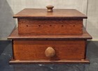 Vtg Wooden Shaker Style 2 Tier W  Drawer Spool Sewing Notion Box Threading Holes