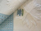 Vtg Friemanit Acrylic Boy Baby Blanket Pastel Blue Yellow Squares Fringe Japan