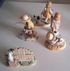 Lot Of 5 Enesco Coca Cola Simpler Days Porcelain Figurines Full Dog Set 1998