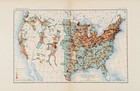 1900 United States Map Original  13x8 25  Antique Population Cities Rare
