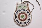Antique Native American Blackfoot Indian Beaded Buffalo Hide Circle Pouch 