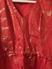 Indian Ethnic  Red v-neck Drawstring Waist Long Sleeve Tunic One Size