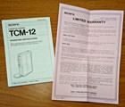 Sony Tcm-12 Cassette-corder Recorder Operating Instructions   Warranty Card