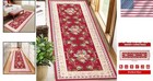 Extra Long Non-slip Red Floral Runner Rug 2x8ft For Entryways   Kitchens