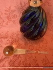 Vintage 1960   s Blue Swirl Art Glass Perfume Bottle W  Stopper   Dauber Wand