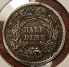 1872 Seated Liberty Half Dime Holed Cull