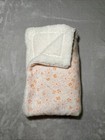 Modern Baby Floral Blanket Orange Flowers Reversible White Sherpa Plush Lovey