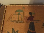 Vintage Collectible Mexican Folk Art String Cork Rope Painting On Wood  3