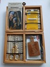 Travel Cross Stitch Wooden Box Case  Pin Cushion  Needlework Threader  Minder
