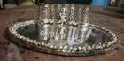 Vintage Vanity Mirror Tray W  Lipstick Holder 1960 s Metal Filigree With Cherub