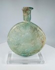 Ancient Roman Glass Lentoid Flask   Late Imperial   early Byzantine   Circa 4th    
