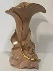 Vtg 50s Mcm Ceramic Pink   Gold Calla Lily Vase Hollywood Regency Deco Decor 9   