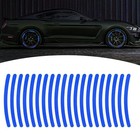 Car Wheel Eyebrow Stickers  Reflective Pvc Night Safety Warning 20 Pcs Blue