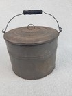 Antique Primitive Small Tin Berry Bucket Lunch Pail With Lid