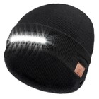  Led Beanie With Light  Unisex Usb Rechargeable Headlamp Beanie Black