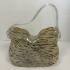 Murano Style Vintage Brown Blown Glass Sculpture Purse vase Vintage Glassware Ec