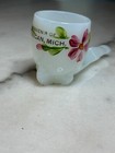 Vintage White Glass Peace Pipe Souvenir Entrican  Mi Indian Village ghost Town