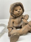 Vintage Eskimo With Fish Porous Sculpture Alaska Carve Inuit Alaskan Signed