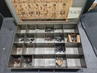 Vintage Industrial Metal Parts Bin Divided Storage Box W hinge Lid  tl1672 