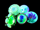 Czech Vintage Glass Rhinestone Button 5 Vaseline Uranium Glows In Blue Light