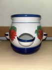 Vintage Ceramic Pottery planter Strawberry Plant Pot With Strawberry Print