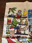 Vintage Wall Hanging Kay Dee Hand Prints Linen Santa   Mrs Claus Tea Towel 16x26