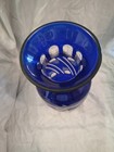 Bohemian Czech  Blue Cut To Clear Crystal Vase Art Deco Style Modern 