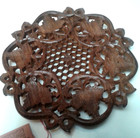 Nwt Vintage Hand Carved Shesham Wood By Sarna Leaf Pattern Ornate Trivet 