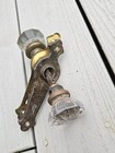 Antique Vtg Art Deco Glass Door Knob Set With Plate And Mortise Lock
