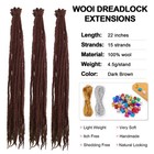 Dreadlock Extensions Dark Brown Wool Double Ended De End Dreads 15 Strands Croch