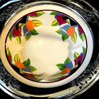 Art Deco Porcelain Tulip Bowl In Chrome With Handle Farberware Leigh Potters Usa