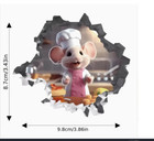 Rat Mouse Hole 6 Cheese Chef Wall Sticker Realistic Adhesive Decal Kitchen Room