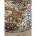 Western Eagle Belt Buckle Two Tone Gold Silver Floral Scroll Rope Border Oval