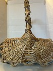 Antique Primitive Appalachian Buttocks Basket Hand Woven Splint Egg Basket Large
