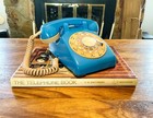 Vintage Western Electric Working Rotary Dial Phone  Landline Blue Tan Telephone