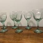 Vtg Libbey Chivalry Green Set Of 6 6-3 8  Wine Glass Goblets Panel Textured