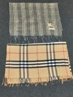 Burberry Scarve 2 Pieces Shawl Wrap Nova Check Fringe Made In Scotland