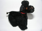Vintage Mohair Steiff Snobby Black Poodle Dog Red Collar 4  Tall No Button