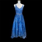 Cachet Blue High-low Formal Gown Lace Up Corset Back Prom Dress Crystal Waist