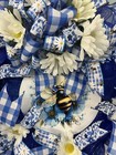 Bees In Blue And Daisies Custom Handmade Wreath